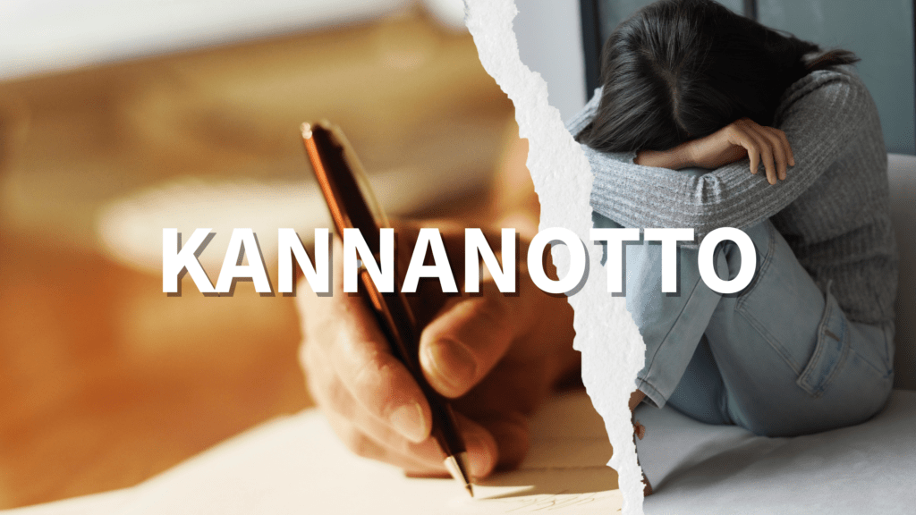 Kuva: Käsi allekirjoittamassa dokumenttia ja toinen kuva missä henkilö on surullinen ja ahdistunut Teksti: Kannanotto